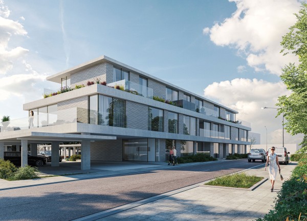 appartement voorgevel render moerkerke